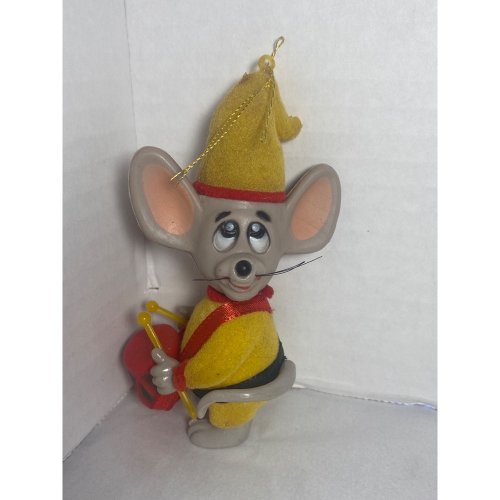 Vintage 1979 Jasco Flocked Drummer Boy Mouse Christmas Ornament